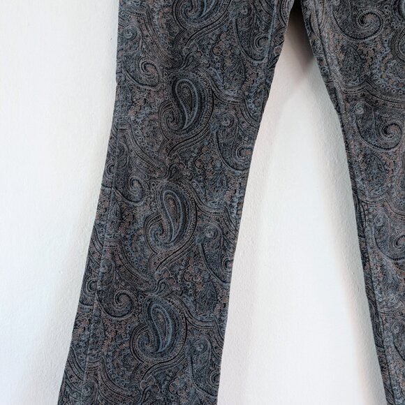 Vintage Gap Bootcut Stretch Paisley Velvet Pants 4 Whimsigoth Bohemian Low-Rise - Picture 6 of 12